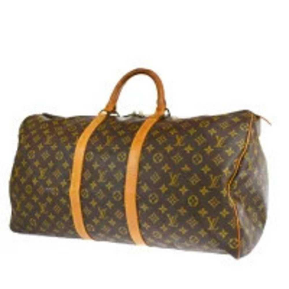 Louis Vuitton Keepall Monogram Leather Travel Bag Brown